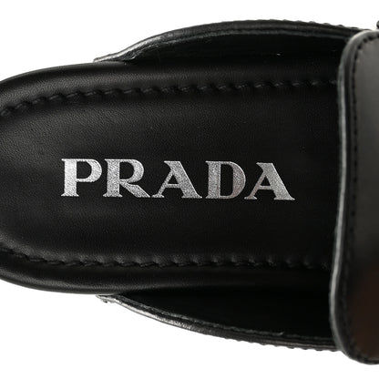 Prada Natural Calfskin Metal Triangle Logo 45mm Clogs 36 Black 7 of 9