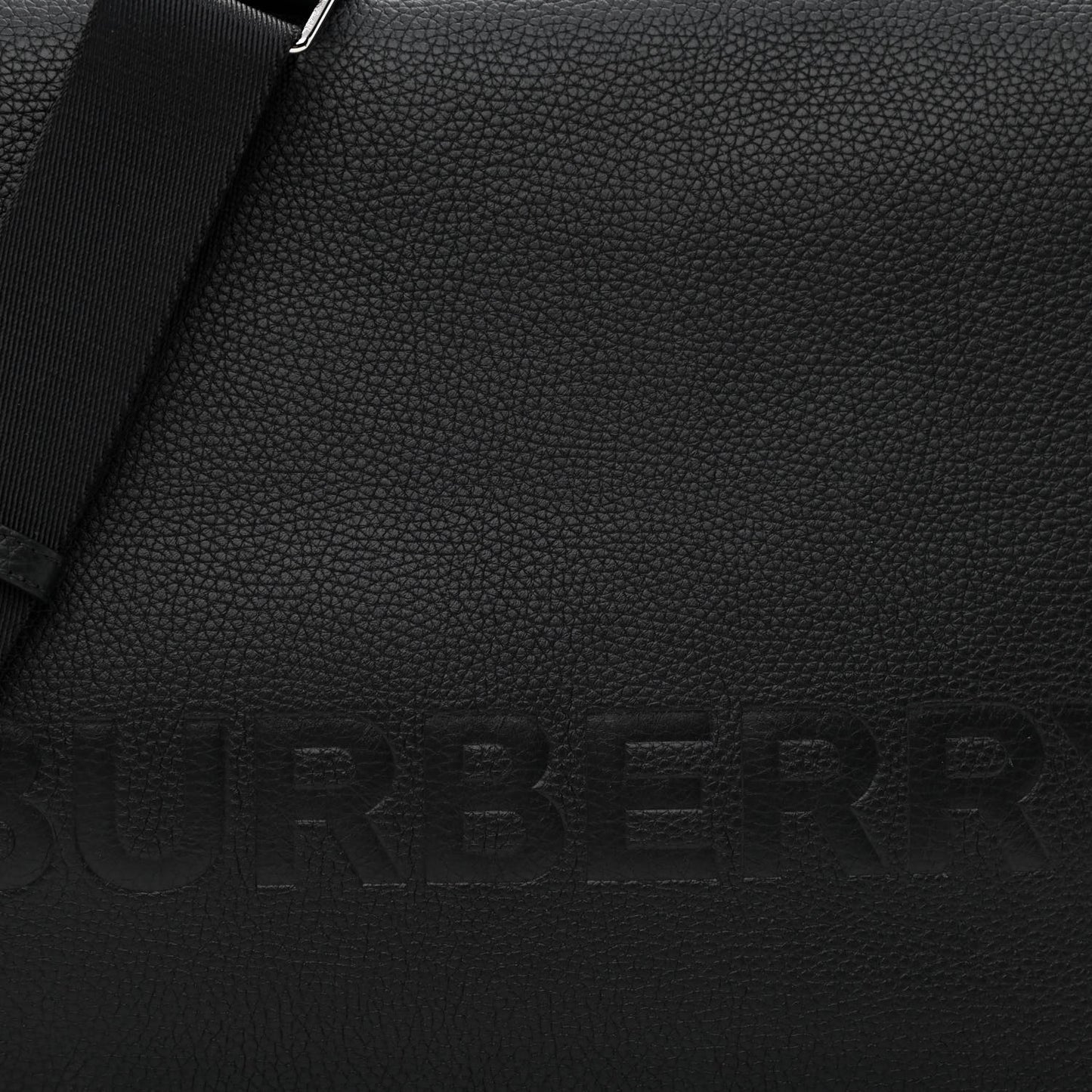 Grainy Calfskin Embossed Bruno Messenger Black