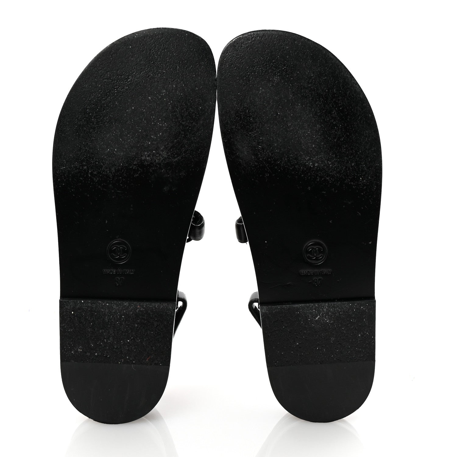 Chanel Lambskin Crystal CC Velcro Dad Sandals 37 Black 6 of 10