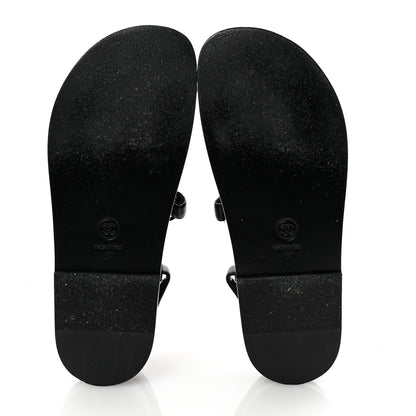 Chanel Lambskin Crystal CC Velcro Dad Sandals 37 Black 6 of 10