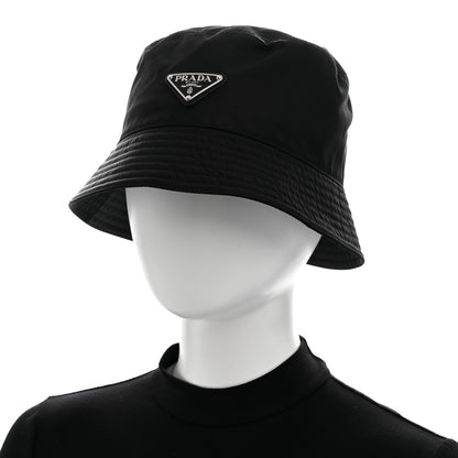 Prada Re-Nylon Metal Triangle Logo Womens Bucket Hat L Black 2 of 8