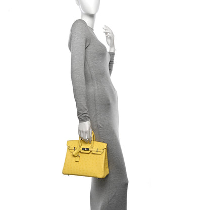 Hermes Ostrich Birkin 25 Jaune Citron 2 of 11