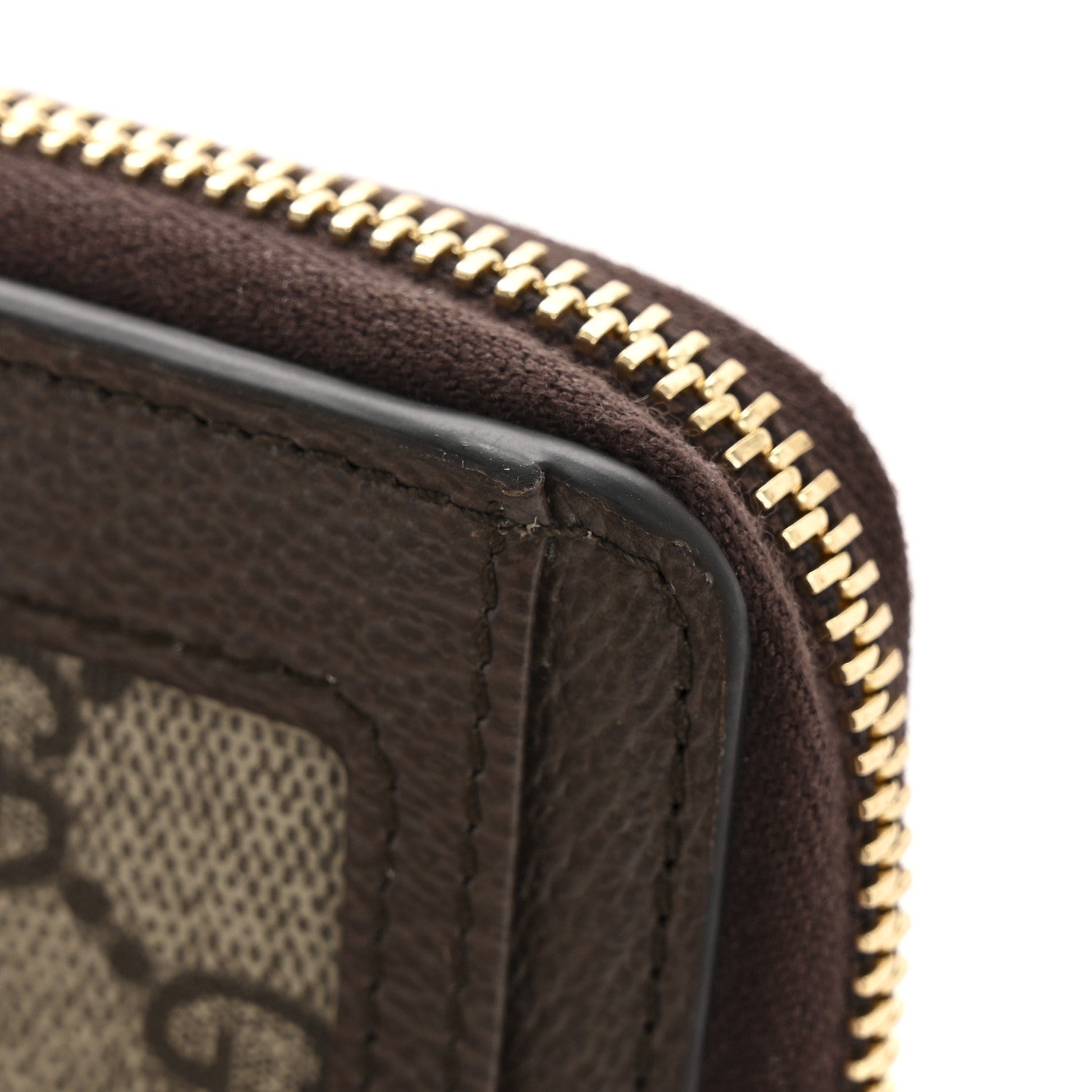 Gucci GG Supreme Monogram Textured Dollar Calfskin Web Ophidia Zip Around Card Case Wallet Beige Ebony New Acero 9 of 10
