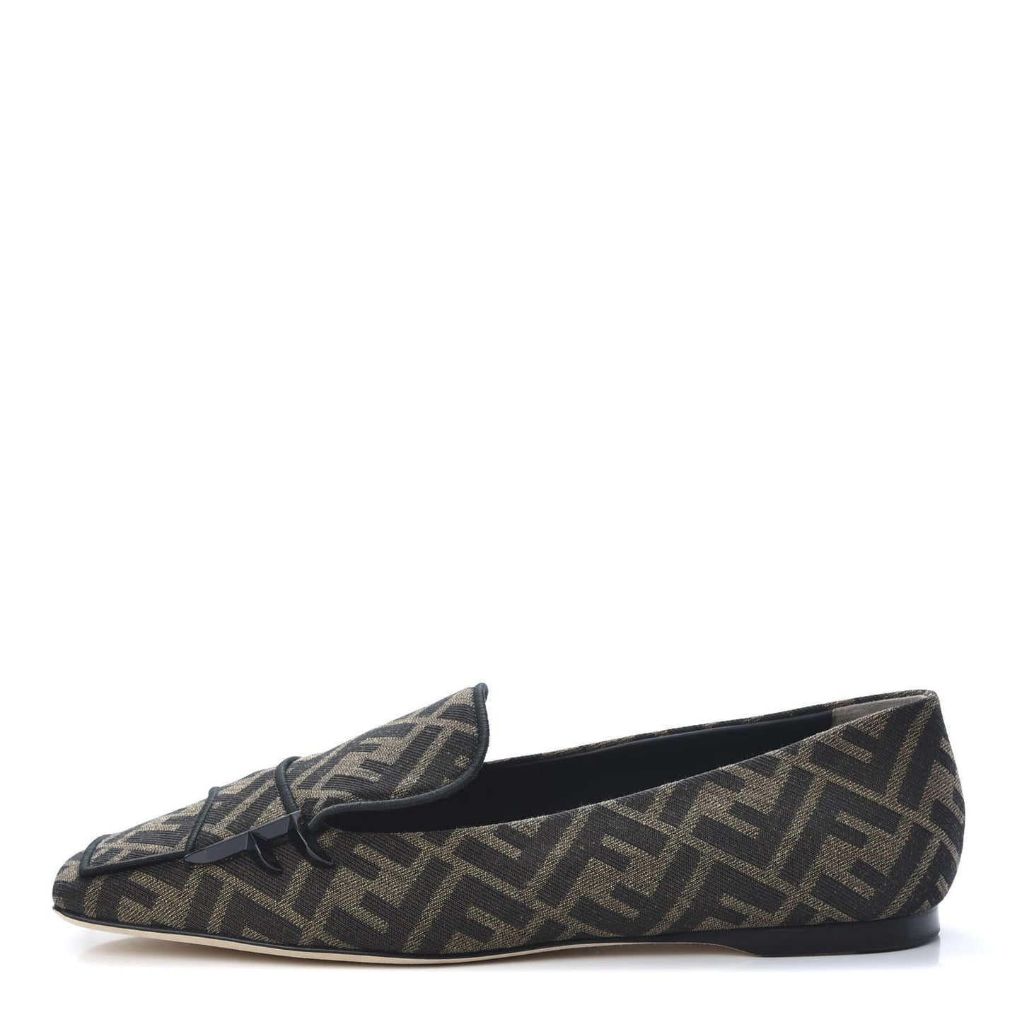Jacquard FFreedom Square Toe Loafers 40 Tobacco