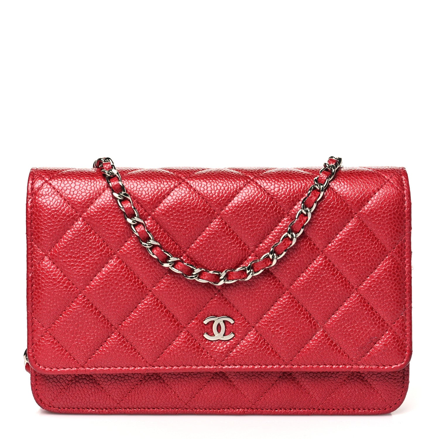 Chanel Caviar Quilted Wallet On Chain WOC Red 1 of 14