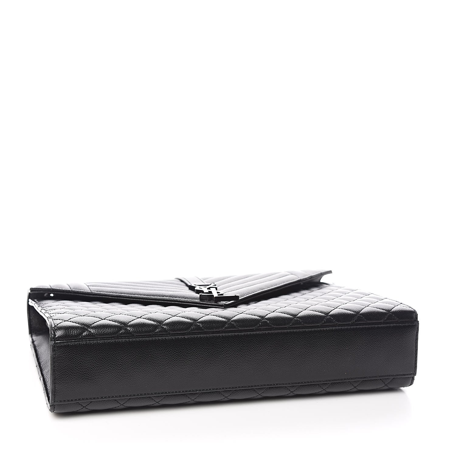 Saint Laurent Grain De Poudre Textured Mixed Matelasse Large Triquilt Monogram Monochrome Satchel Black 4 of 13