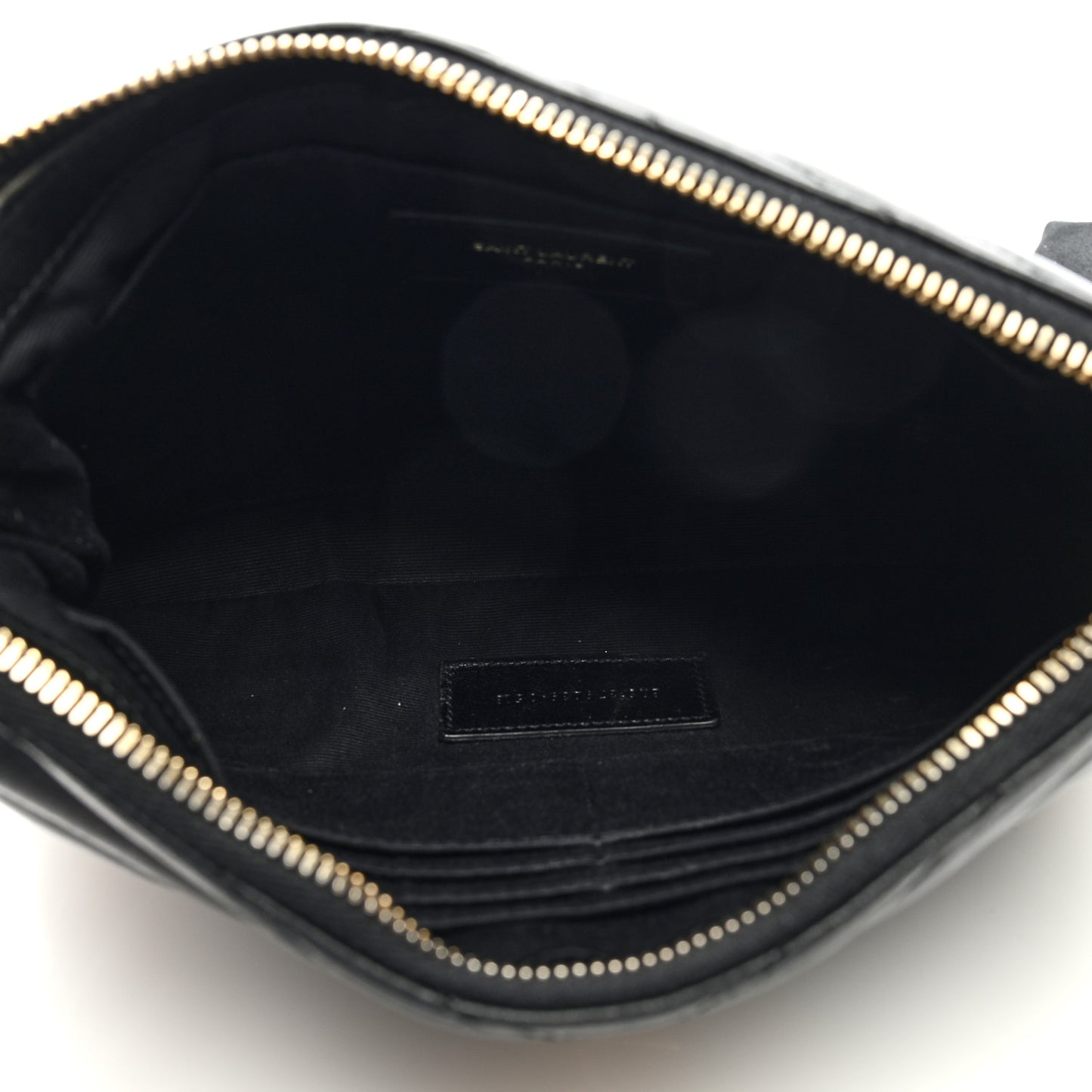 Calfskin Matelasse Chevron Monogram A5 Wristlet Black