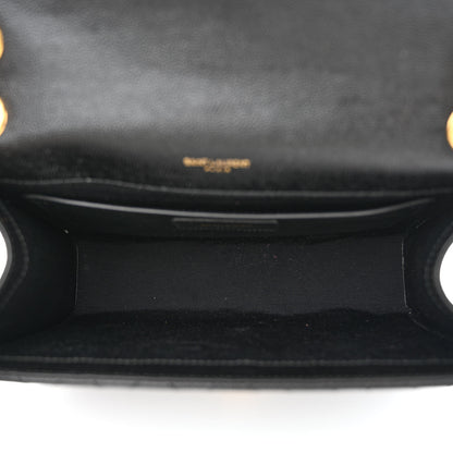 Saint Laurent Grain De Poudre Textured Mixed Matelasse Triquilt Medium Monogram Satchel Black 5 of 11