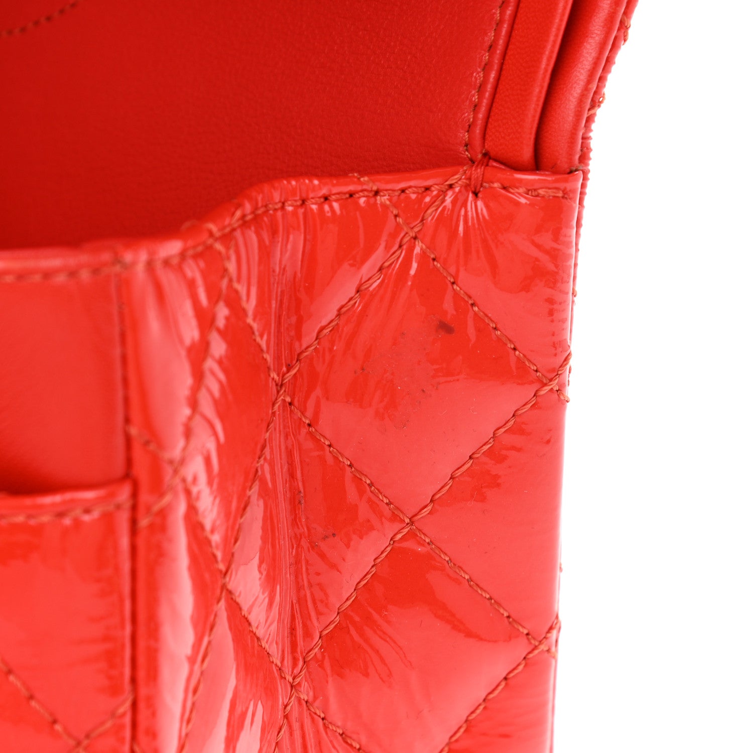 Chanel Distressed Patent Quilted 2.55 Reissue 226 Flap Red 14 of 15