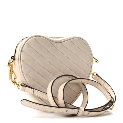 Gucci Calfskin Matelasse Diagonal Mini Interlocking G Heart Shoulder Bag Mystic White 3 of 10