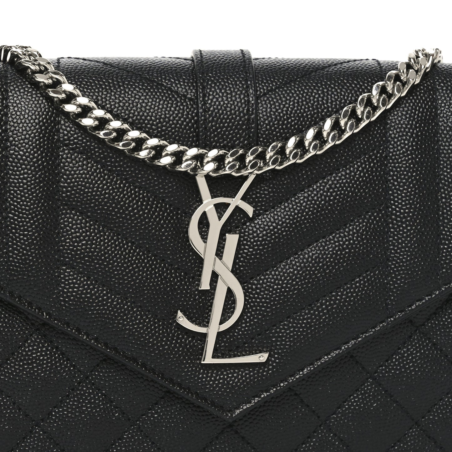 Grain De Poudre Mixed Matelasse Triquilt Monogram Chain Wallet Black