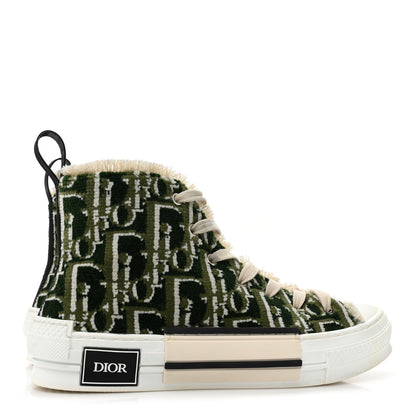 Christian Dior Tapestry Oblique Mens B23 High Top Sneakers 38 Olive 5 of 11