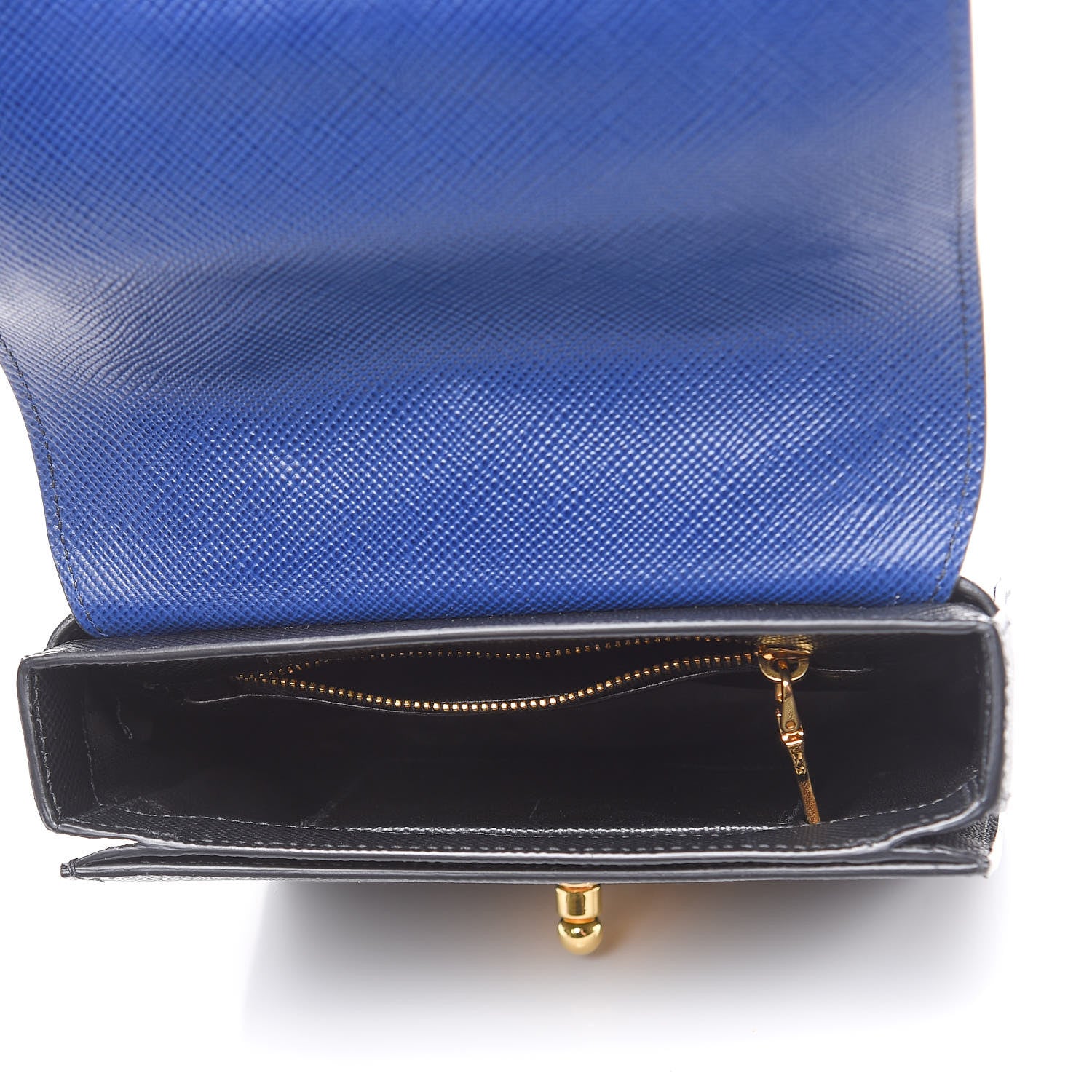 Prada Saffiano Bi-Color Crossbody Bag Inchiostro Black 5 of 10