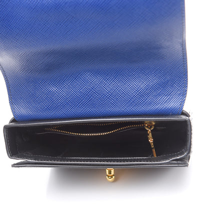 Prada Saffiano Bi-Color Crossbody Bag Inchiostro Black 5 of 10