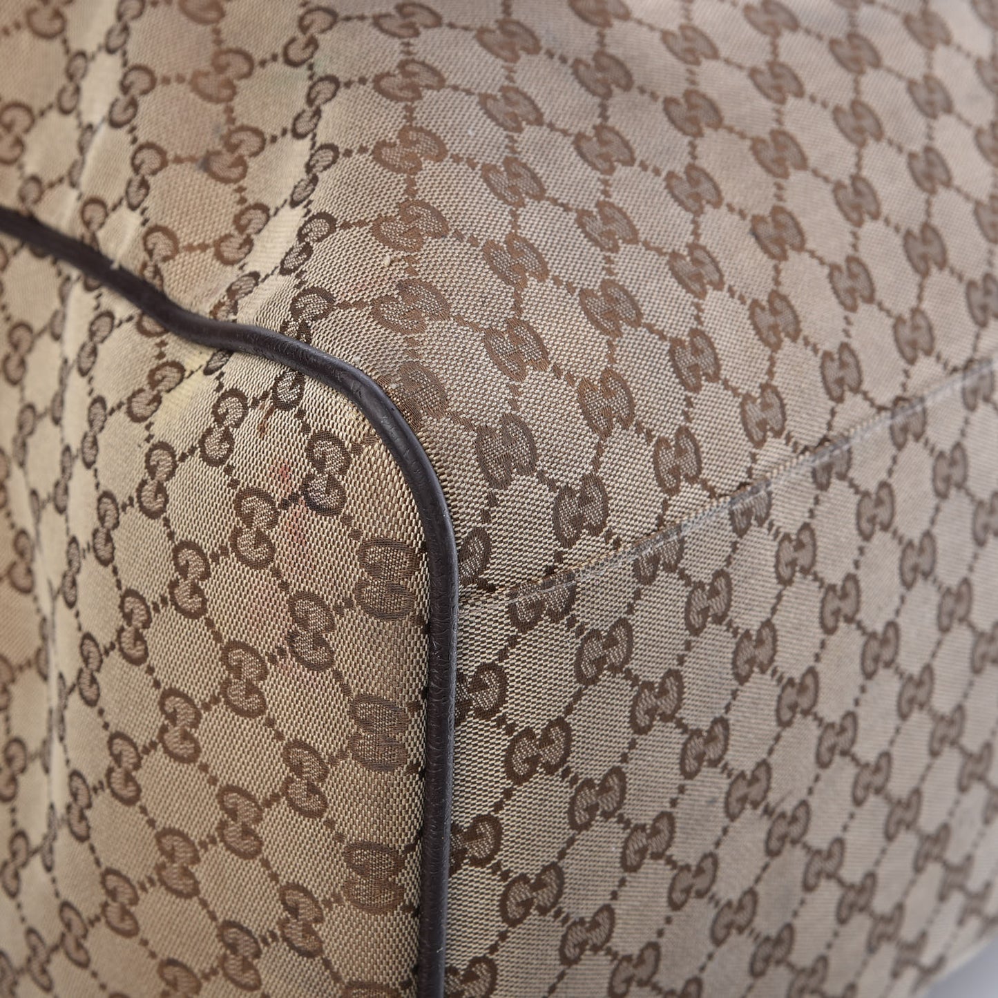 GG Monogram Web Large Collapsible Carry On Duffle Beige Brown