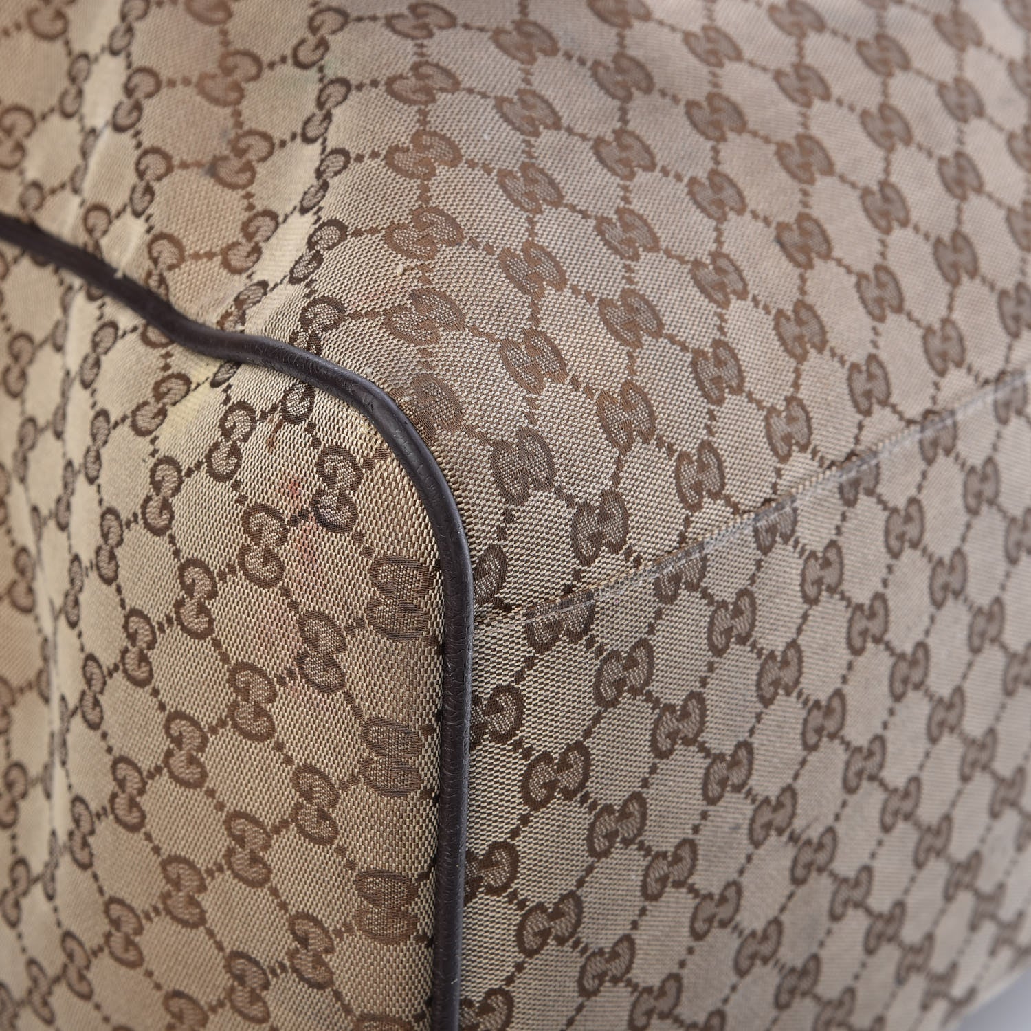 Gucci GG Monogram Web Large Collapsible Carry On Duffle Beige Brown 14 of 17