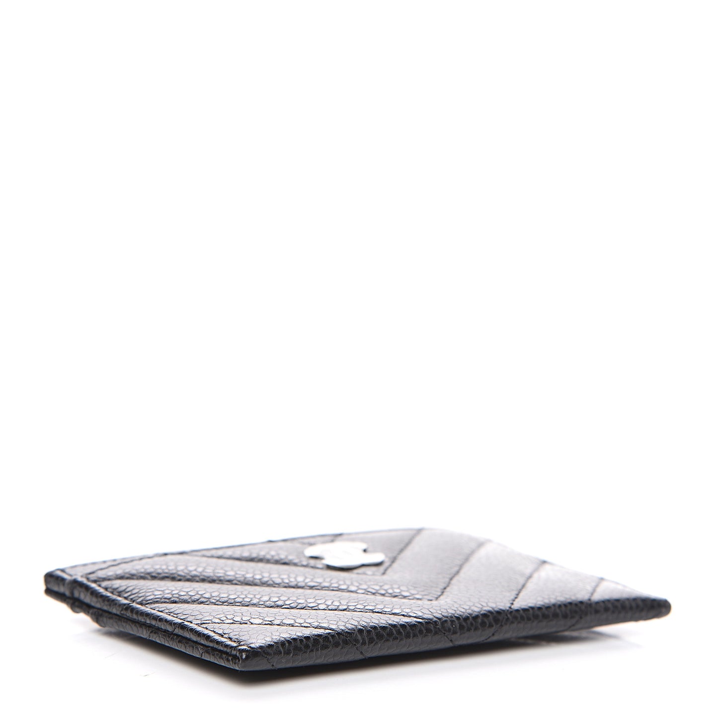 Caviar Chevron Quilted Card Holder Black