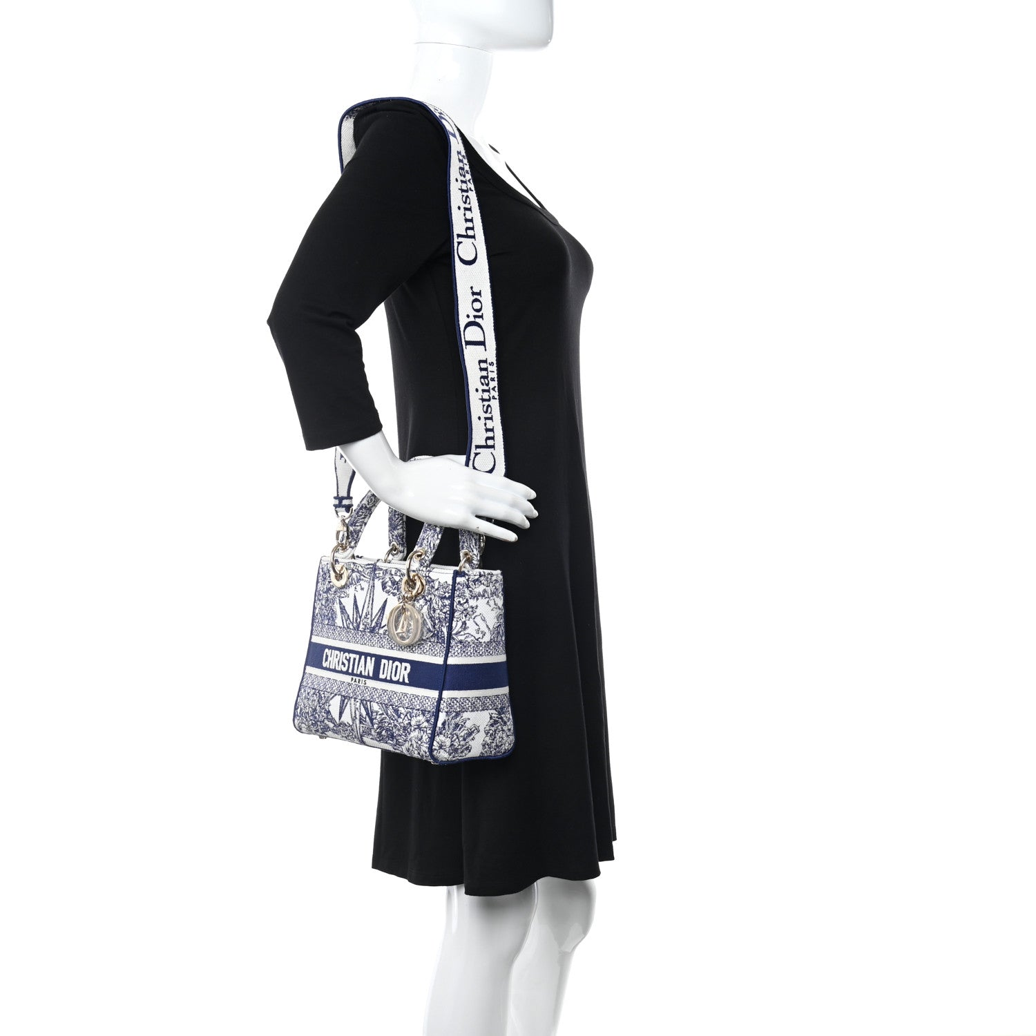 Christian Dior Canvas Reverse Embroidered Rêve d'Infini Medium Lady D-Lite Blue Multicolor 2 of 9