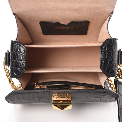 Alexander McQueen Calfskin Crocodile Embossed Box Shoulder Bag 19 Black 5 of 8