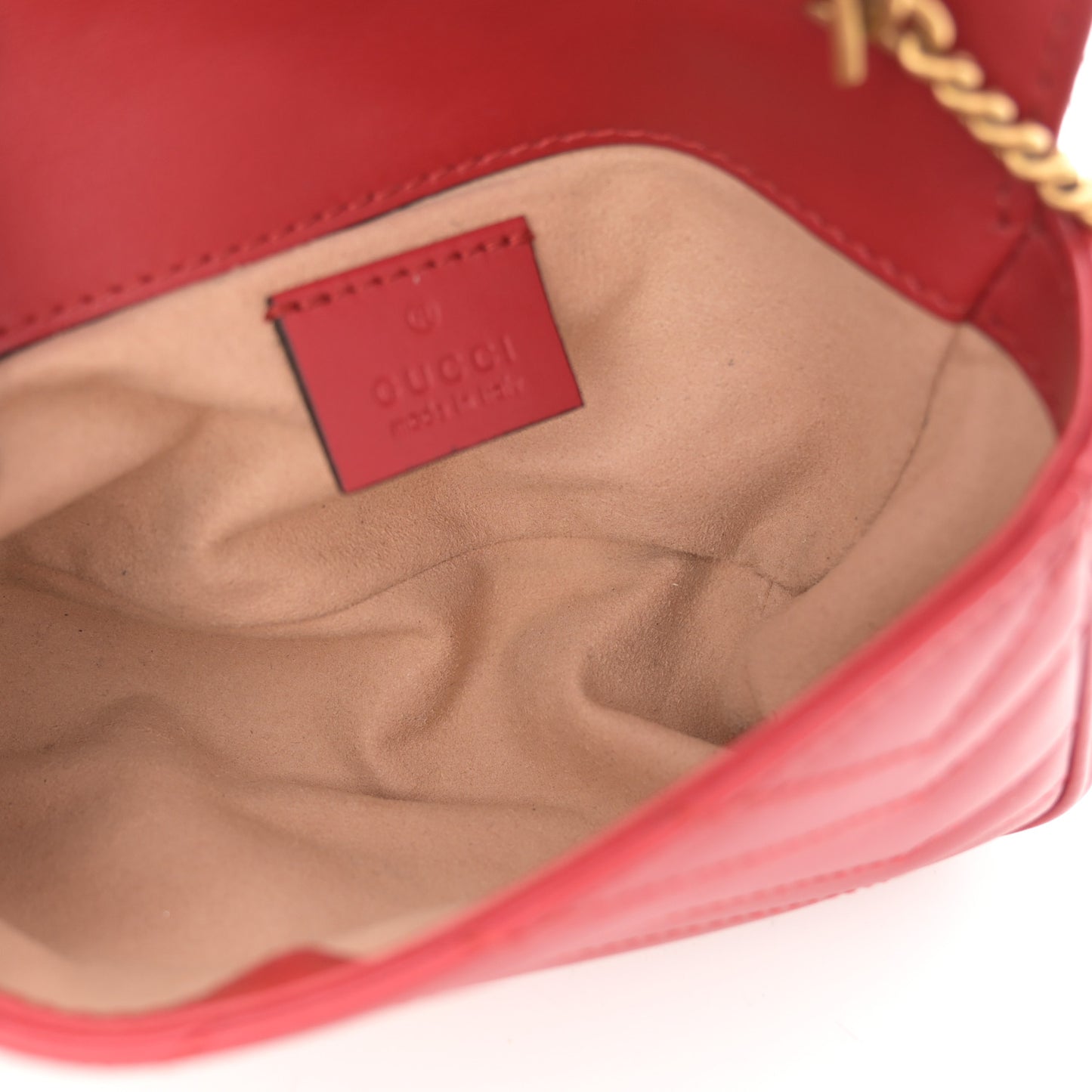 Calfskin Matelasse Super Mini GG Marmont Shoulder Bag Hibiscus Red