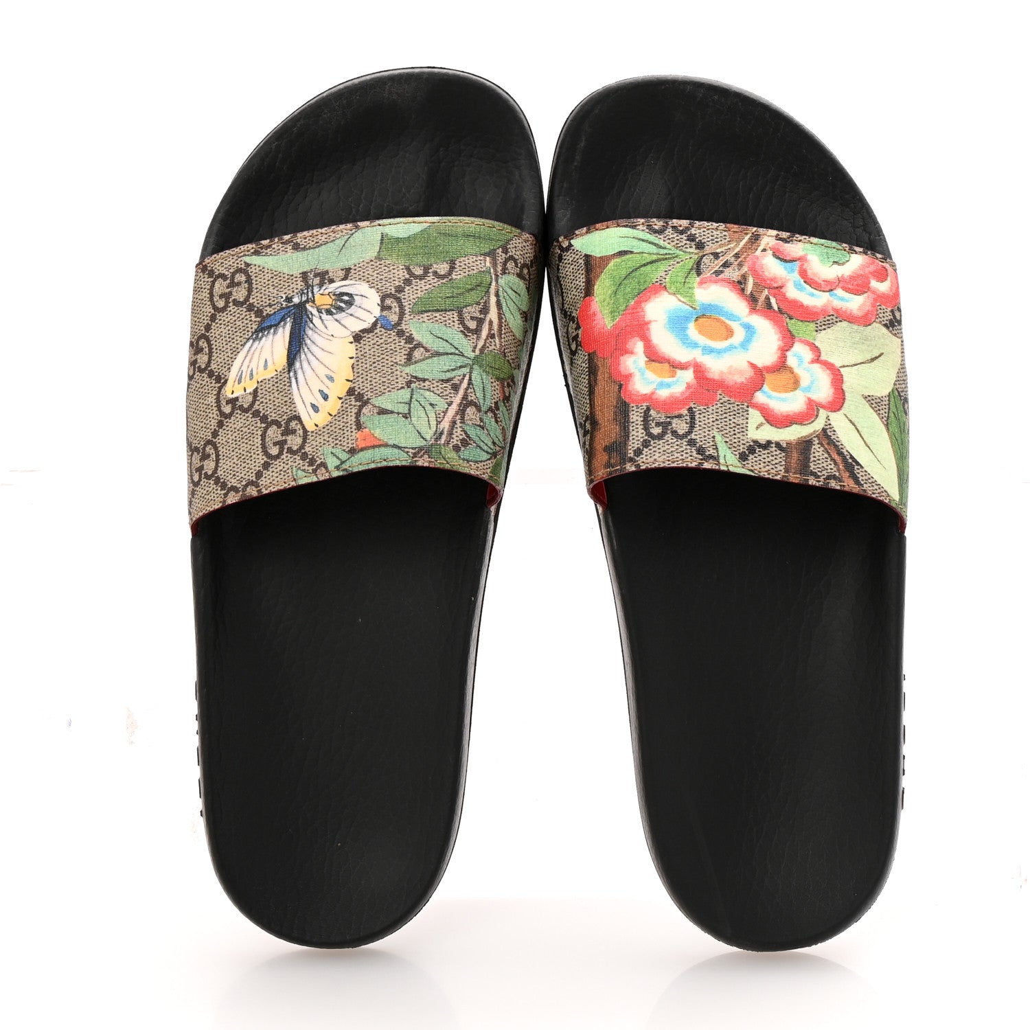 Gucci GG Supreme Monogram Tian Womens Slide Sandals 38 Beige Multicolor 2 of 9