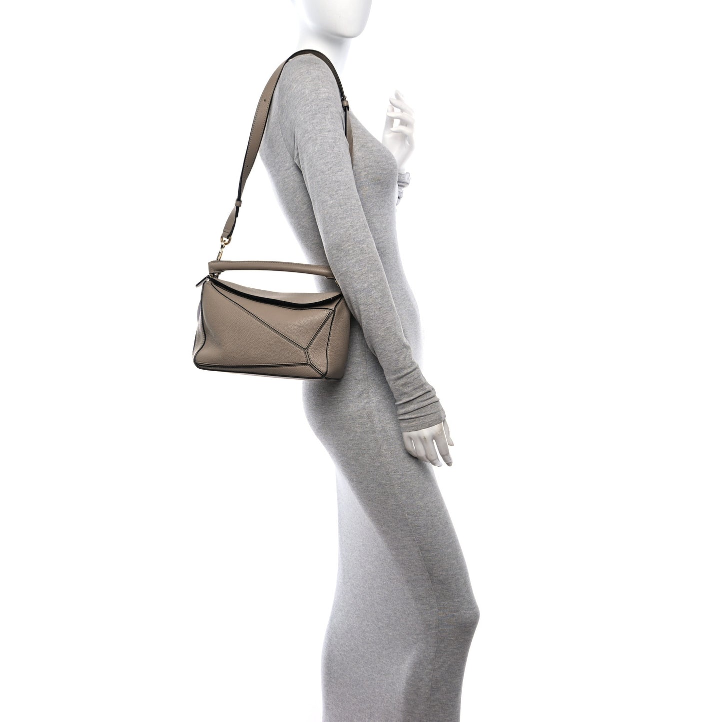 Grained Calfskin Small Puzzle Bag Sand