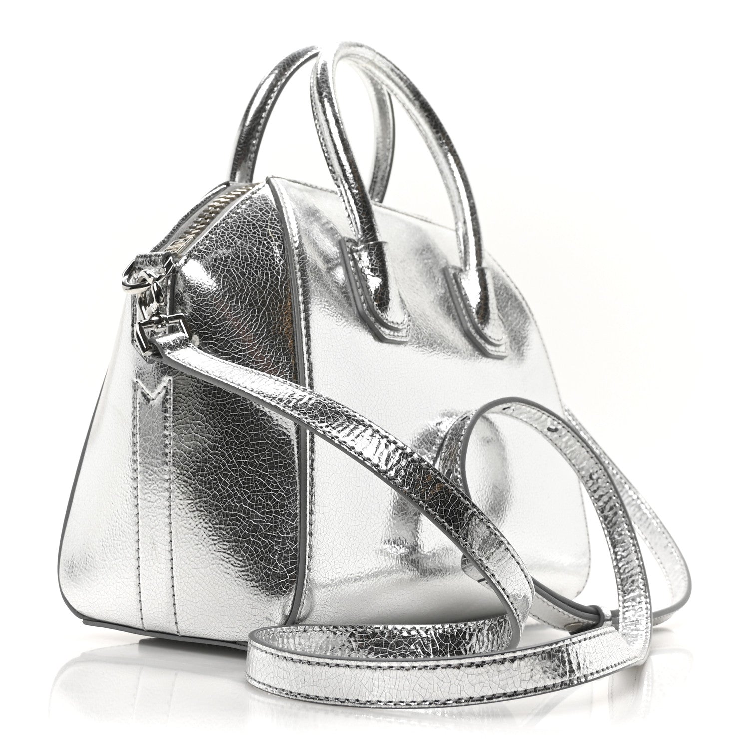 Givenchy Metallic Sugar Goatskin Mini Antigona Silver 3 of 10