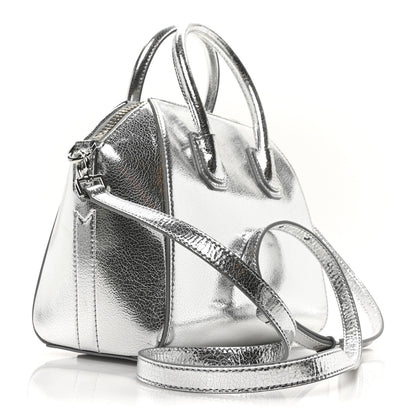Givenchy Metallic Sugar Goatskin Mini Antigona Silver 3 of 10