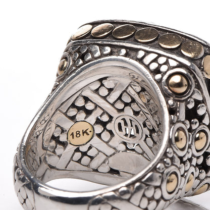 John Hardy Sterling Silver 18K Yellow Gold Jaisalmer Dot Square Ring 54 6.75 4 of 5