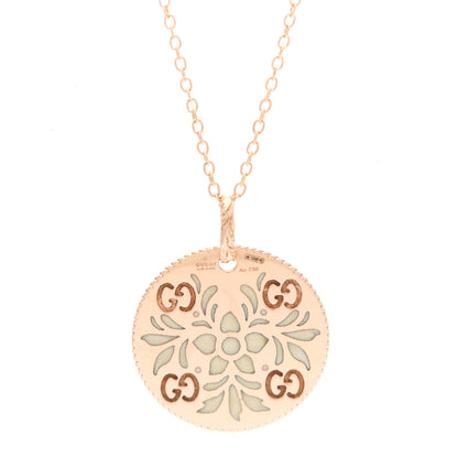 Gucci 18K Rose Gold Enamel Icon Blooms Necklace White 4 of 7