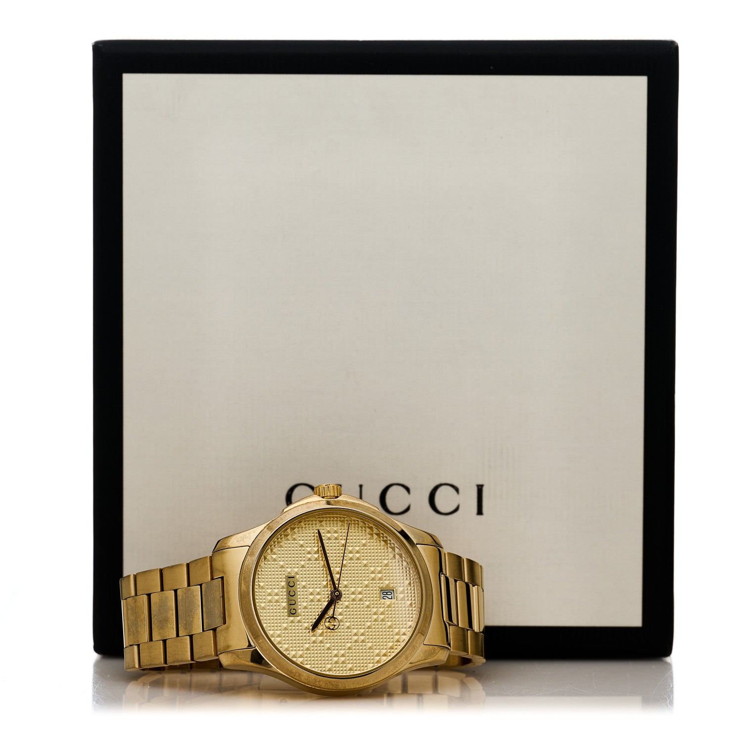 Gucci Stainless Steel 38mm G-Timeless Diamante Quartz Watch Gold 5 of 5