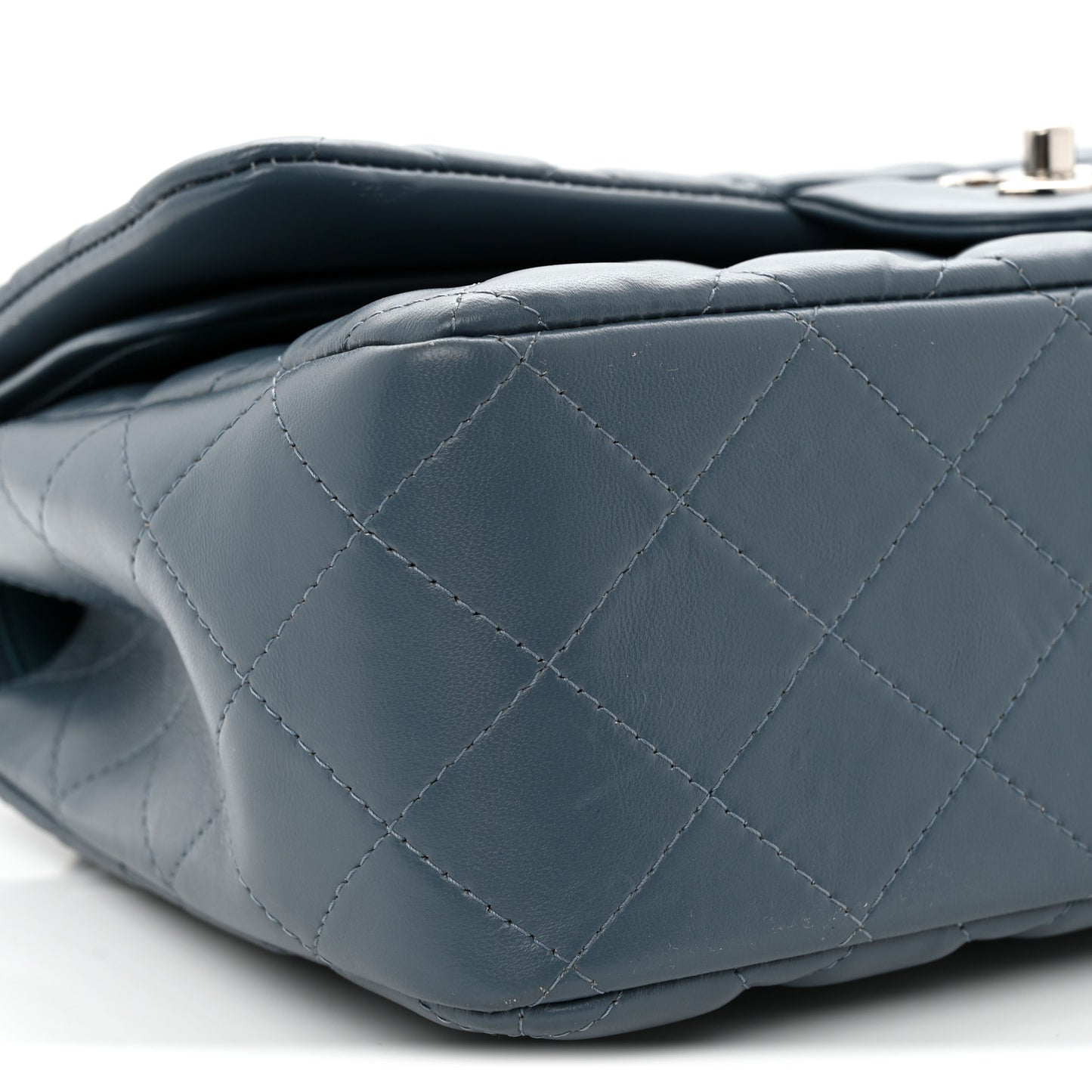 Lambskin Quilted Jumbo Double Flap Dark Blue