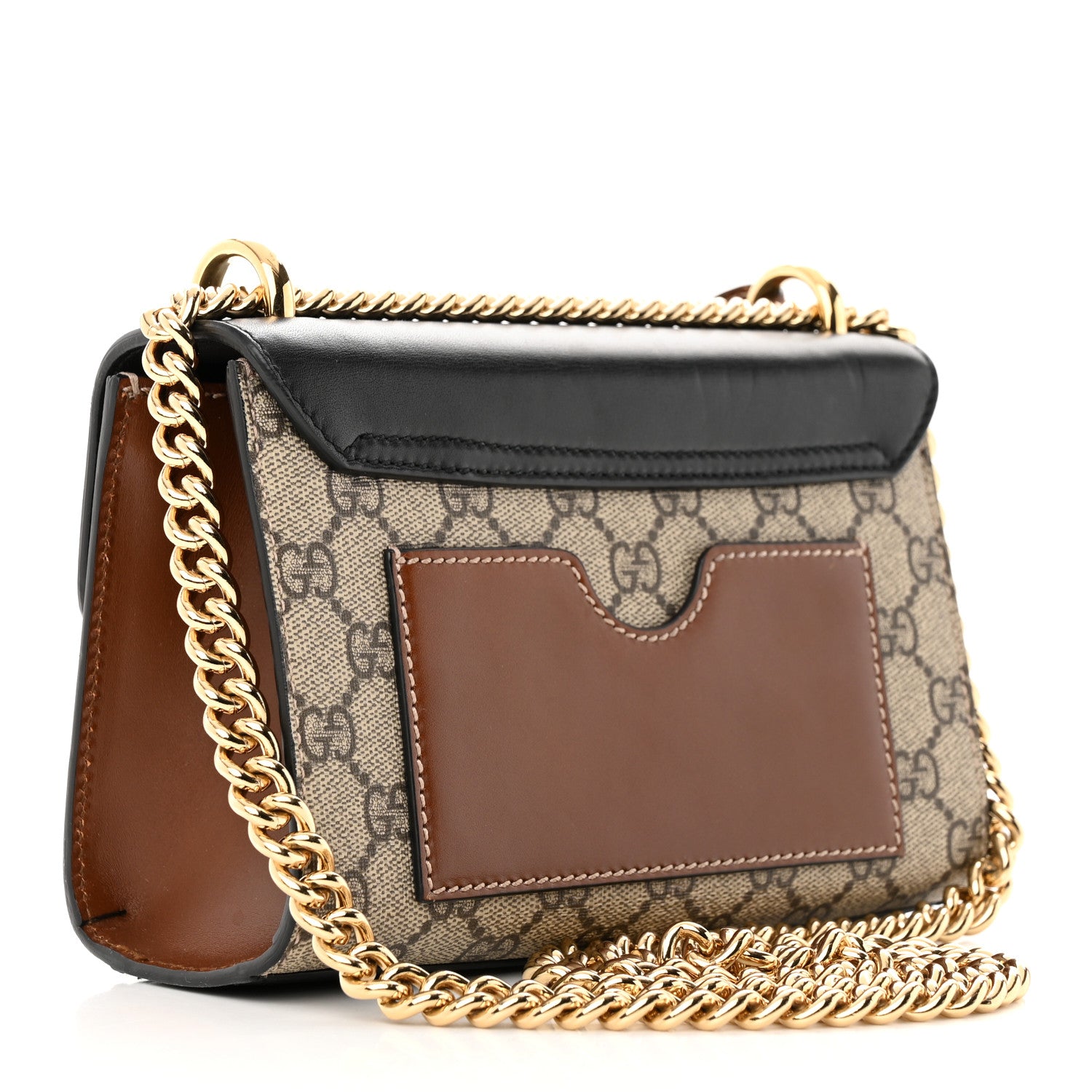 Gucci GG Supreme Monogram Calfskin Small Padlock Shoulder Bag Beige Black Cuir 3 of 18