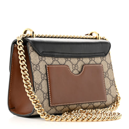 Gucci GG Supreme Monogram Calfskin Small Padlock Shoulder Bag Beige Black Cuir 3 of 18