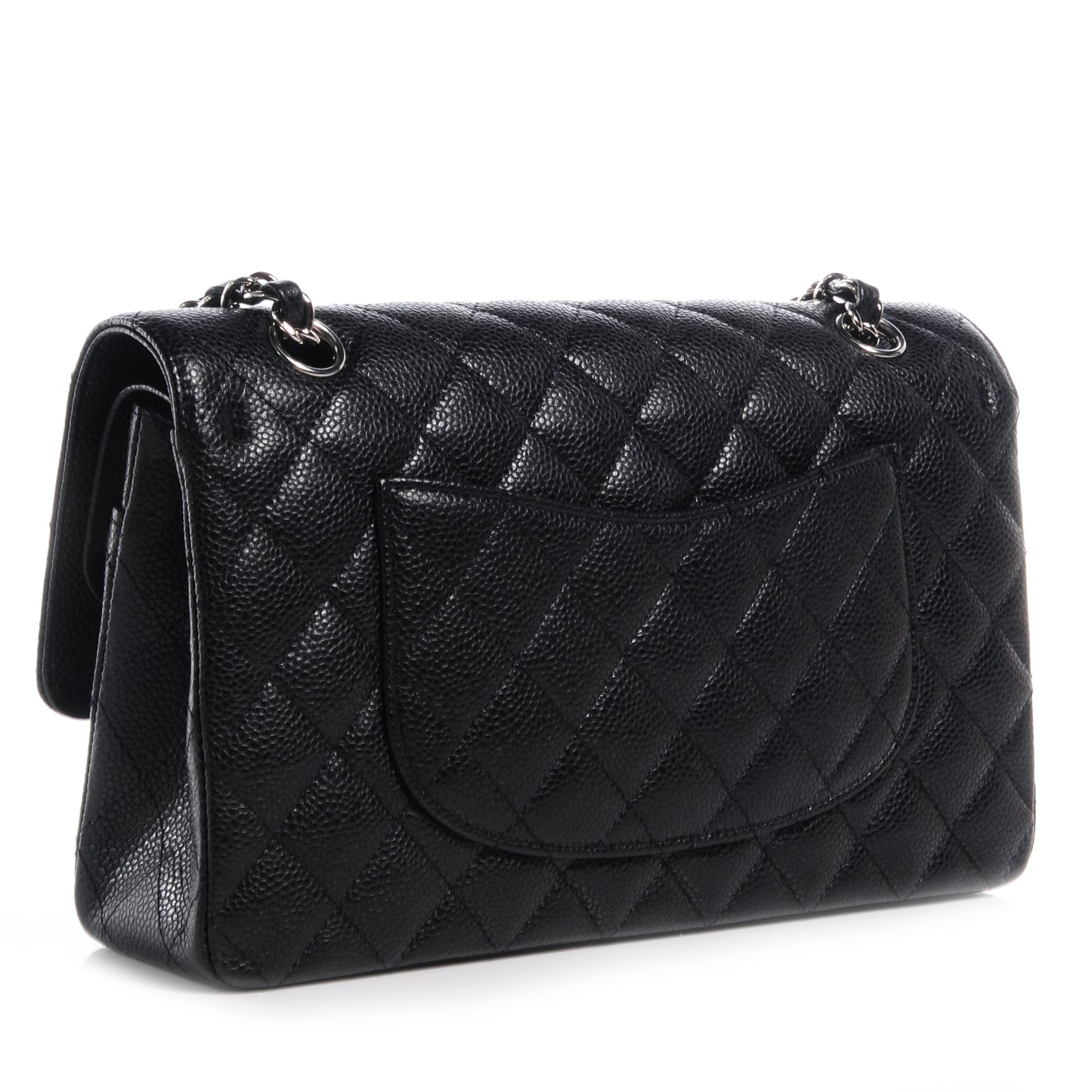 Caviar Quilted Medium Double Flap Black