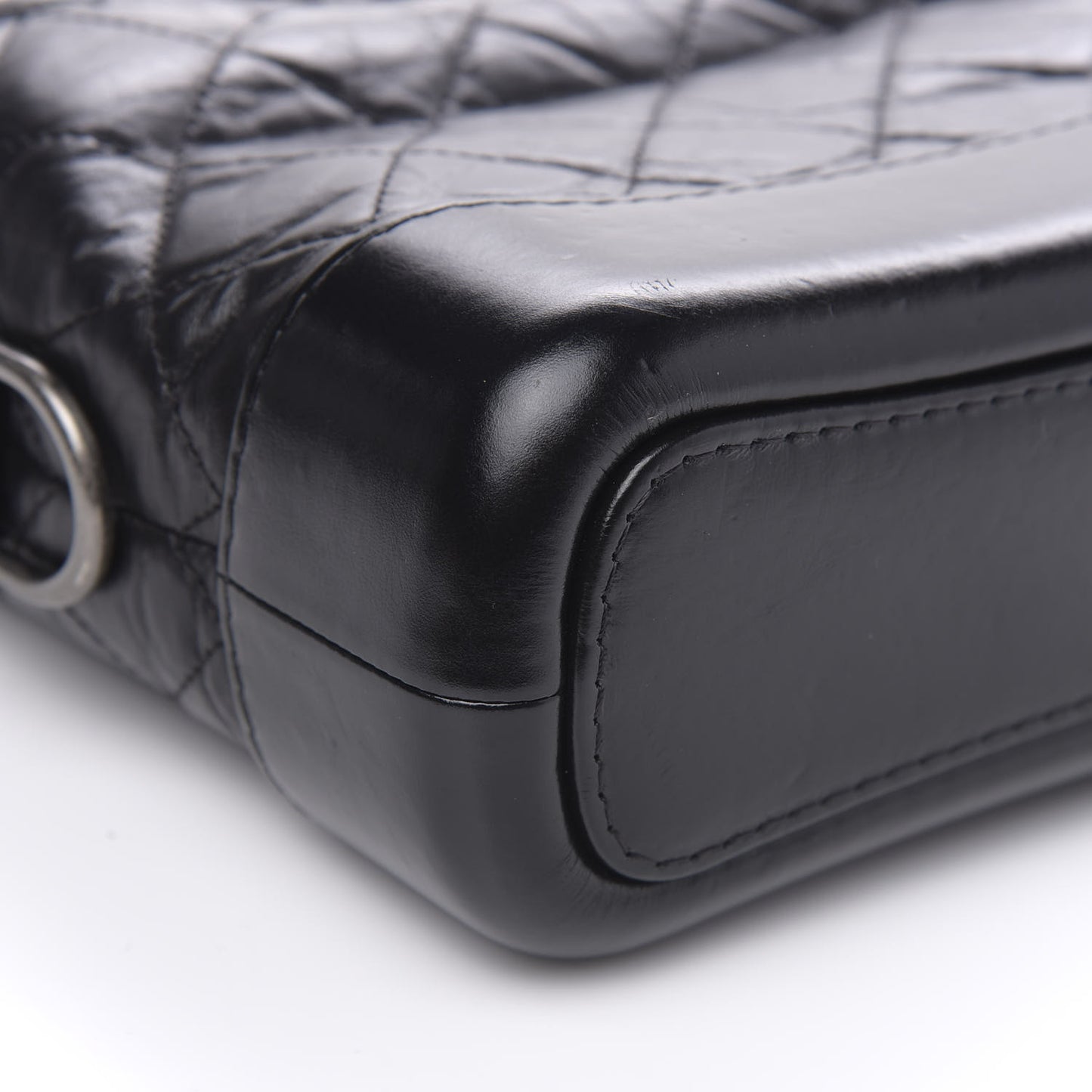 Aged Calfskin Quilted Small Gabrielle Hobo Black