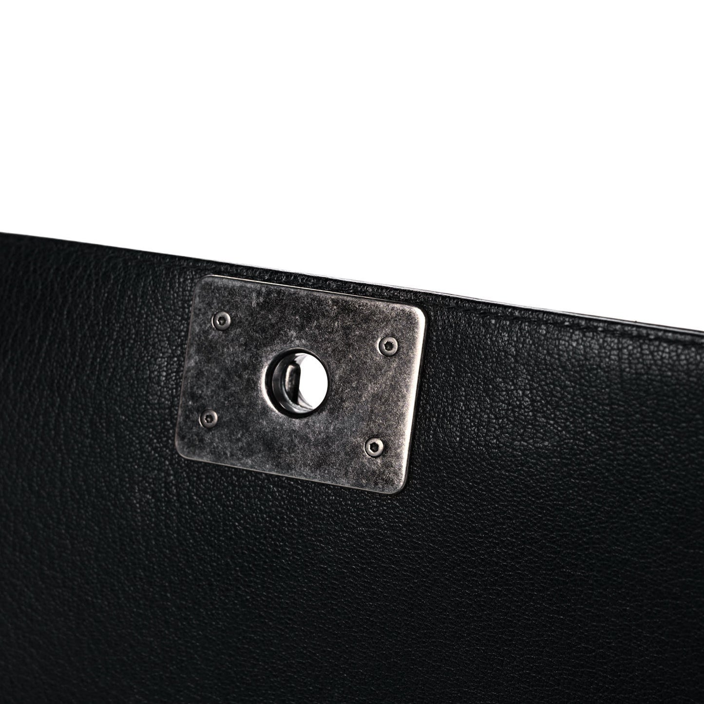 Goatskin Quilted Patent Medium Duo Boy Flap Black