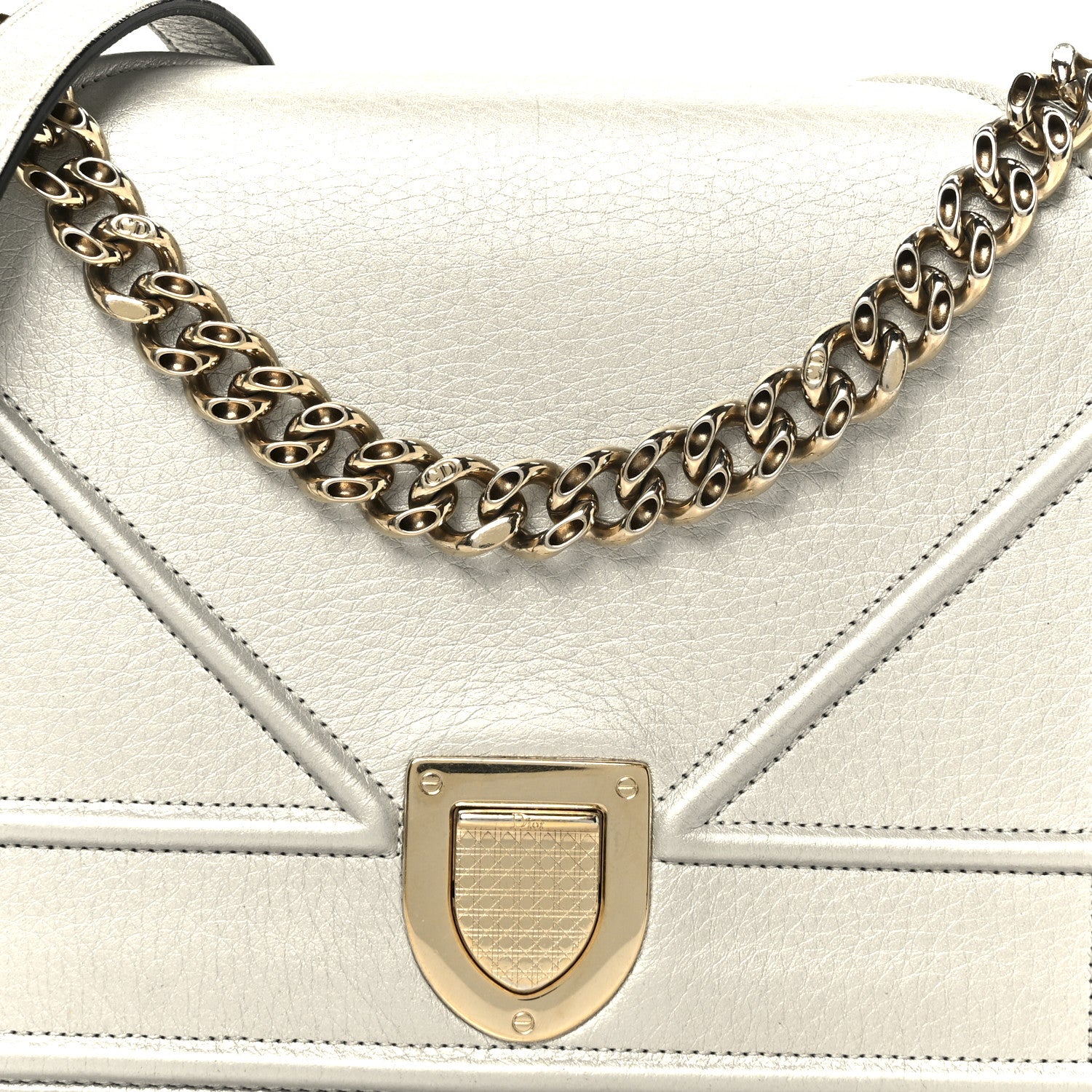 Christian Dior Metallic Grained Calfskin Medium Diorama Flap Bag
