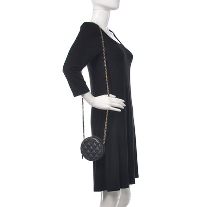 Chanel Iridescent Caviar Quilted Round Clutch With Chain Black 2 of 10