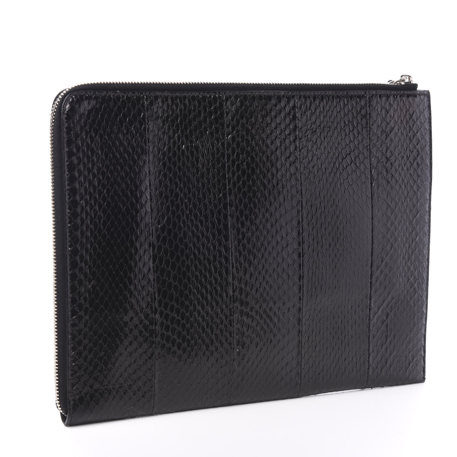 Fendi Elaphe Crocodile Monster Eyes Zip Around Pouch Black 2 of 7