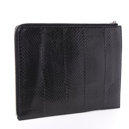 Fendi Elaphe Crocodile Monster Eyes Zip Around Pouch Black 2 of 7