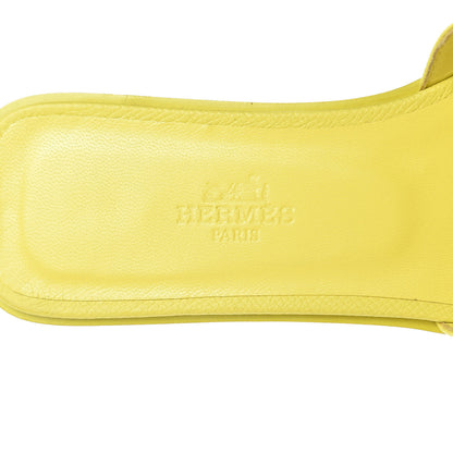 Hermes Epsom Oran Sandals 36.5 Jaune Pollen 6 of 9