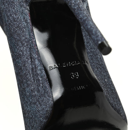 Balenciaga Denim Pointed Toe Knife Thigh High Boots 39 Blue 6 of 7