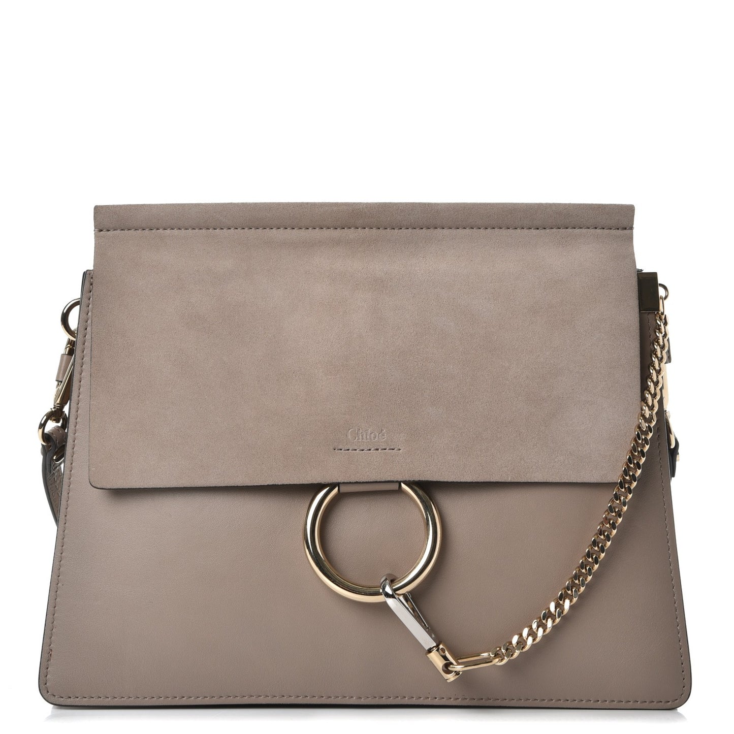 Calfskin Suede Medium Faye Shoulder Bag Motty Grey