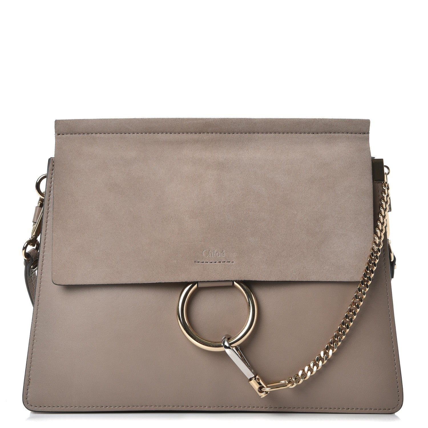 Chloe Calfskin Suede Medium Faye Shoulder Bag Motty Grey 1 of 7