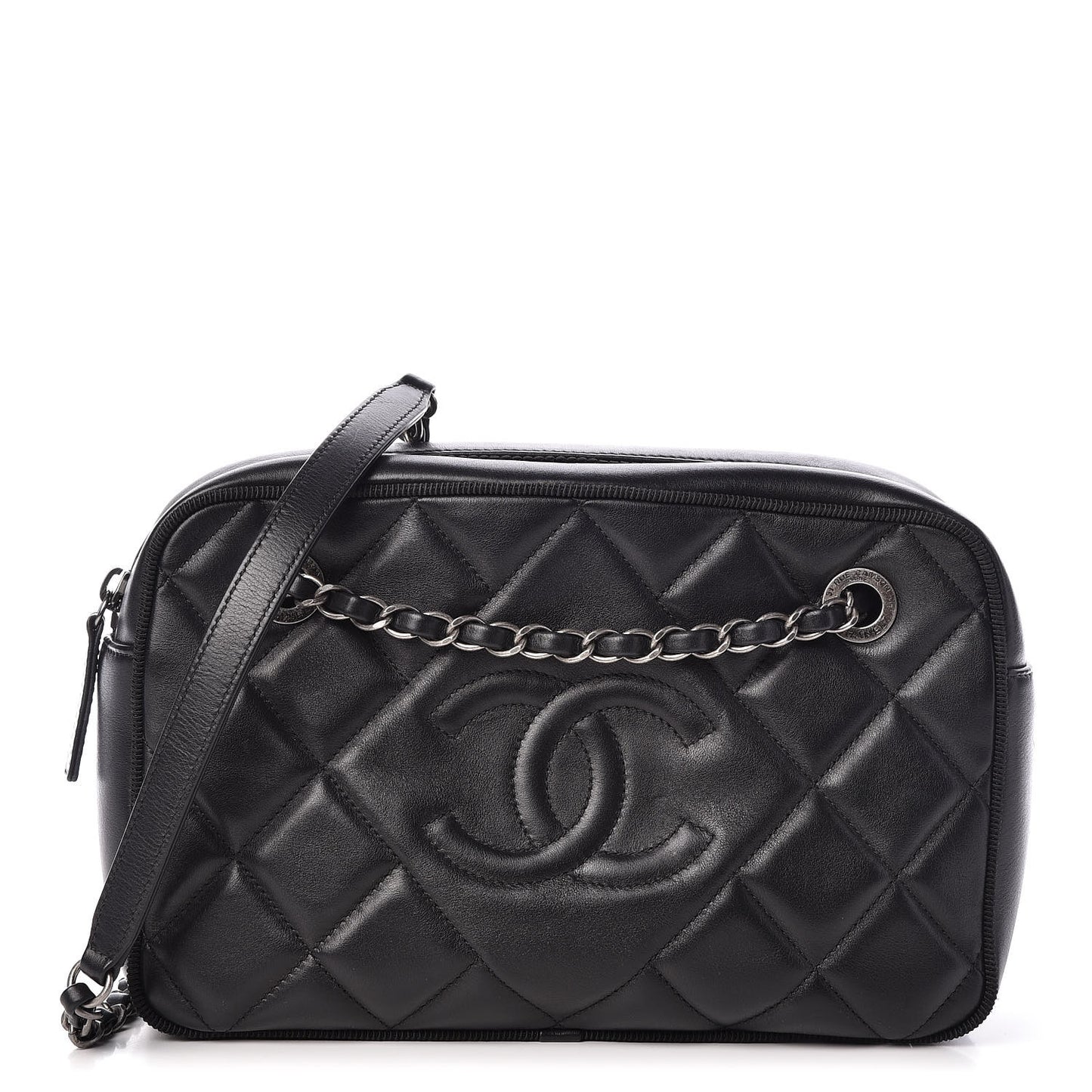 Calfskin Quilted Small Ballerine Camera Case Black