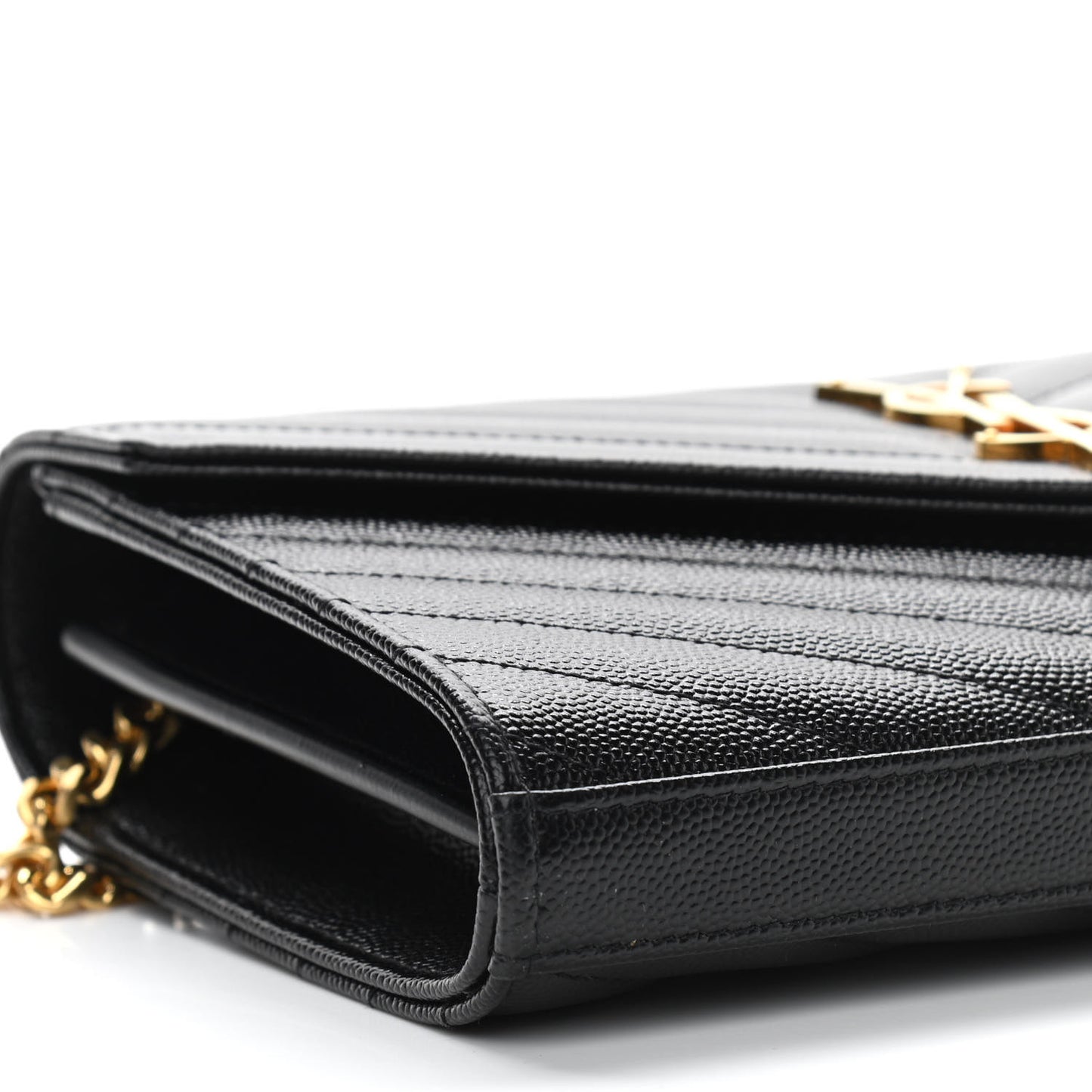 Grain De Poudre Matelasse Chevron Monogram Chain Wallet Black