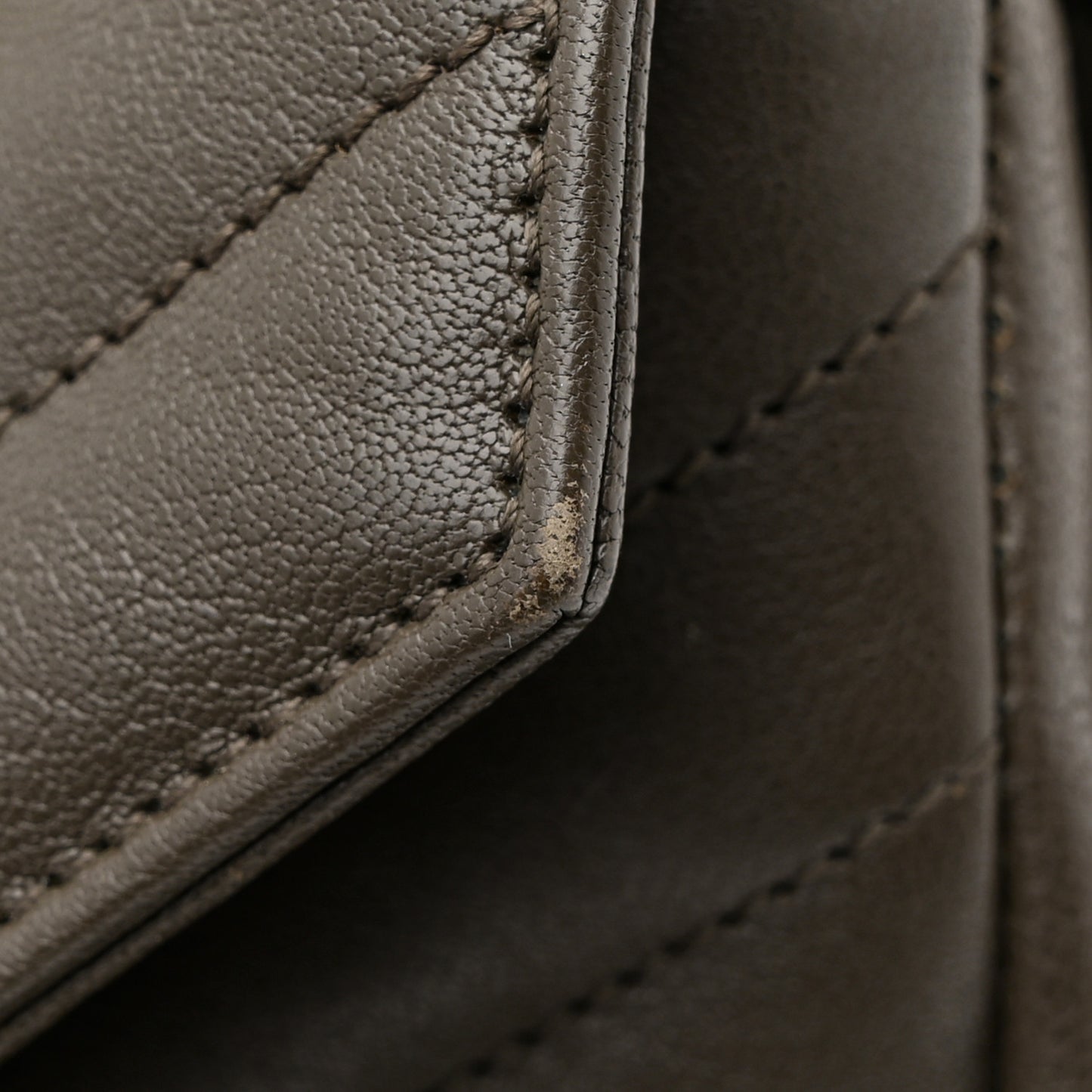 Sheepskin Matelasse Chevron Monogram Large College Satchel Dark Anthracite