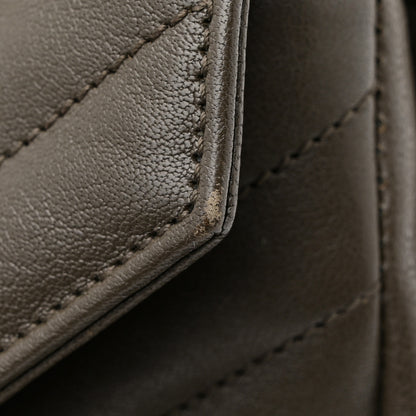 Saint Laurent Sheepskin Matelasse Chevron Monogram Large College Satchel Dark Anthracite 11 of 14