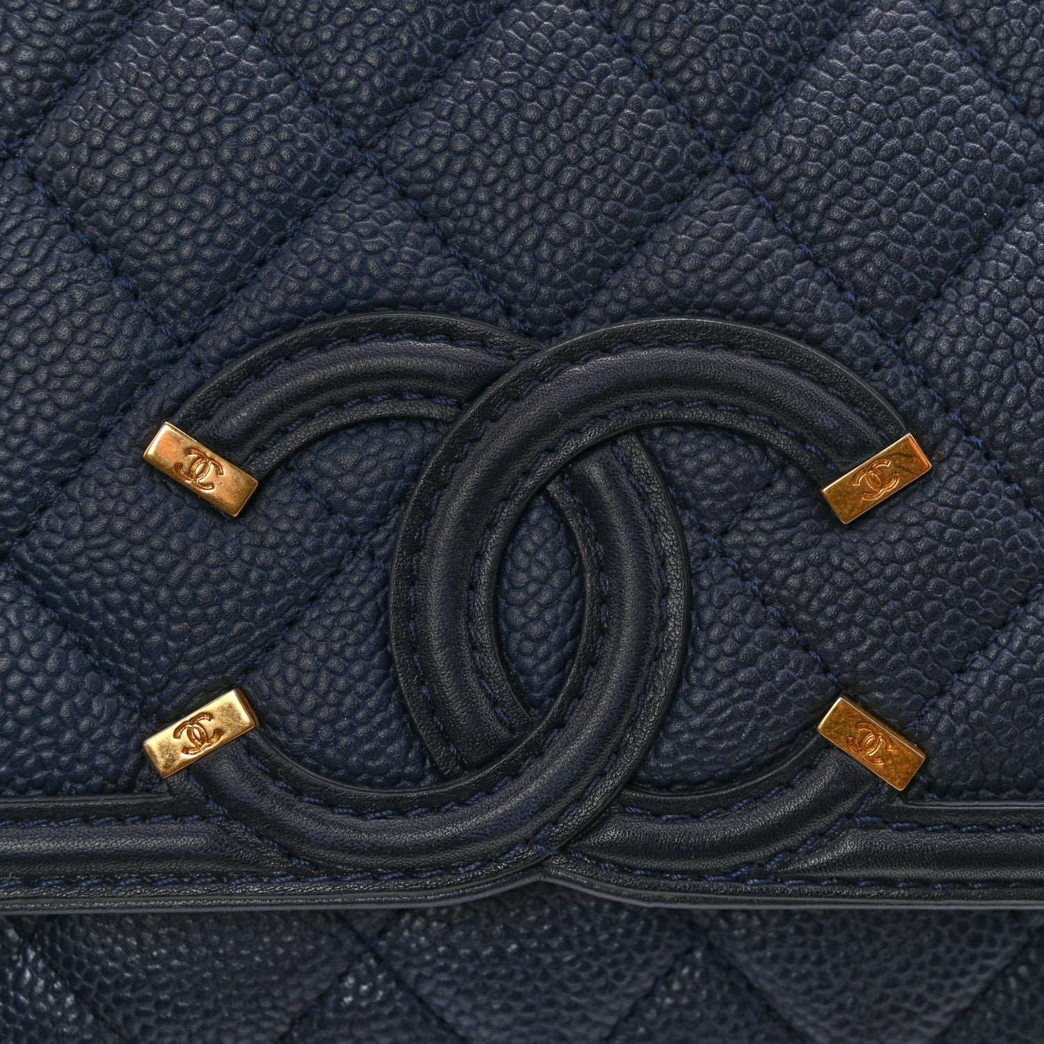 Chanel Caviar Quilted Small CC Filigree Flap Navy 11 of 14
